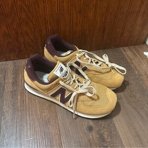 New Balance Men's Mustard and Maroon Sneakers